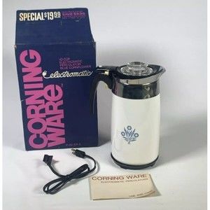 Vintage Corning Ware 10 Cup Coffee Maker Electromatic Blue Corn Flower